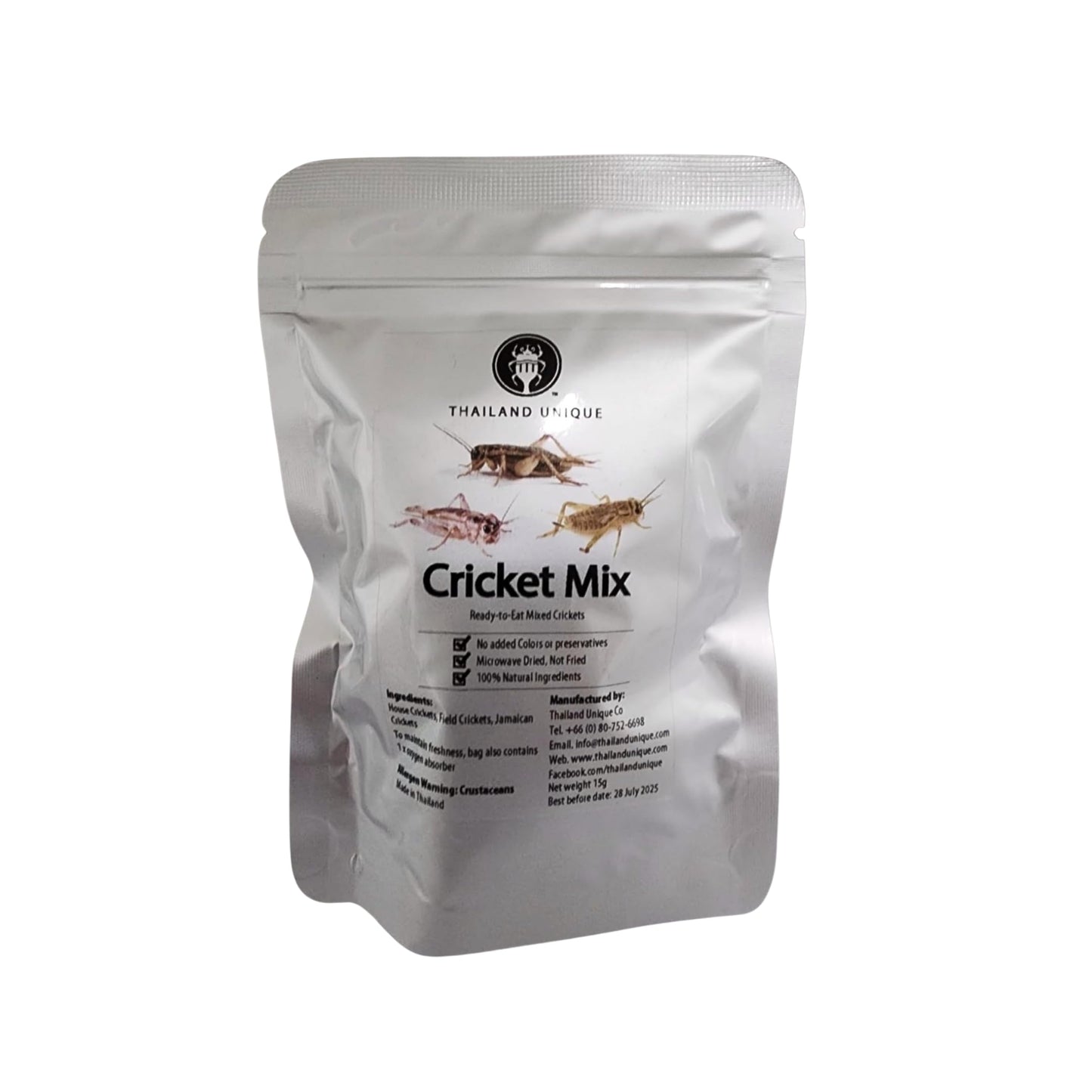 Thailand Unique Dehydrated Mixed Crickets - 15 Gram Bag of House, Field and Jamaican Edible Insects for Humans, Nutritious Bugs Superfood Unusual