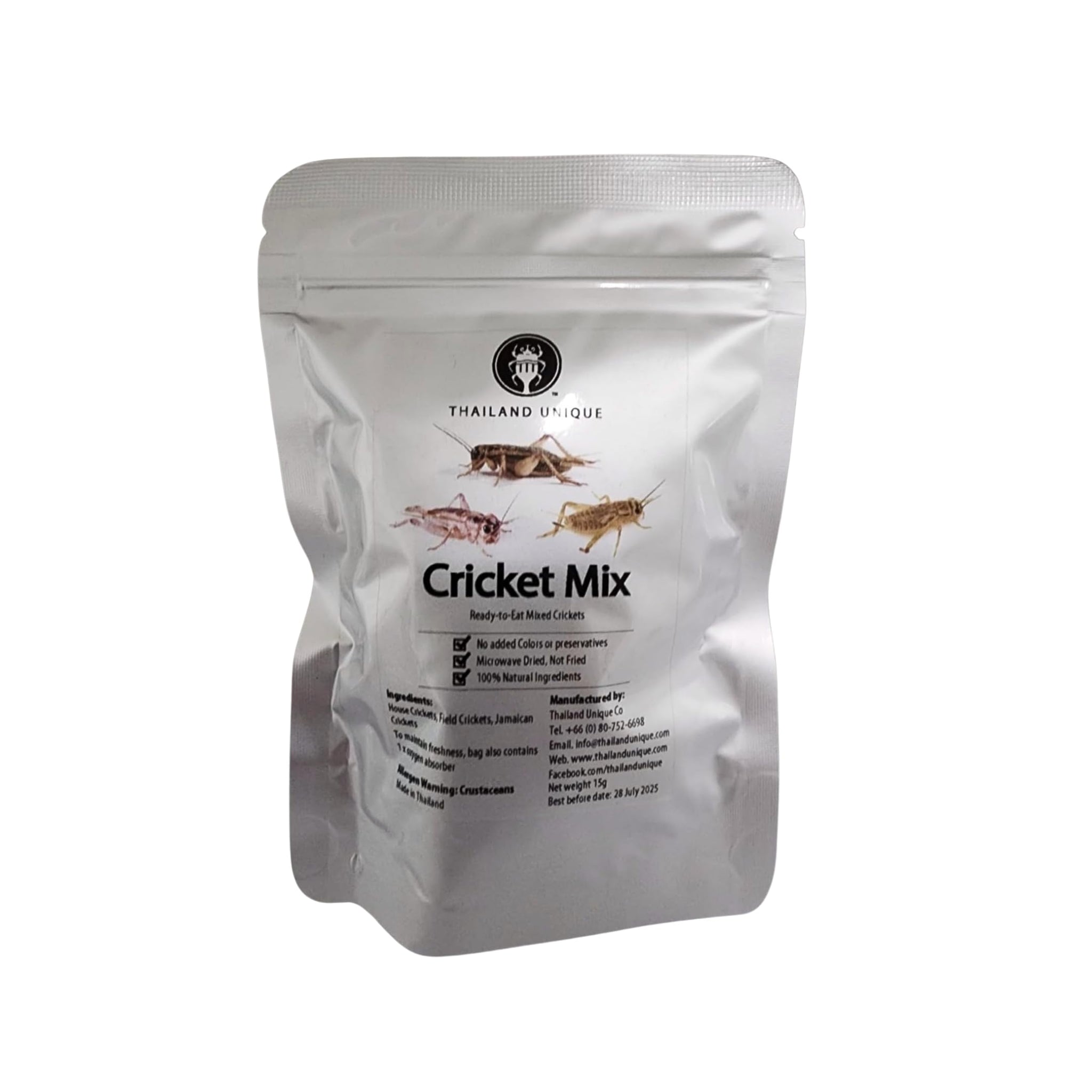 Thailand Unique Dehydrated Mixed Crickets - 15 Gram Bag of House, Field and Jamaican Edible Insects for Humans, Nutritious Bugs Superfood Unusual