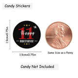 Happy 11th Birthday Party Favor Labels Chocolate Kisses Candy Stickers - Round Candy Sticker Party Favors - Black and Red - 150 Stickers