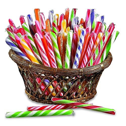 Fun Express Candy Canes Bulk Individually Wrapped - 80 Peppermint Candy Sticks Christmas Candy Assorted Flavors | Perfect for Holiday Parties