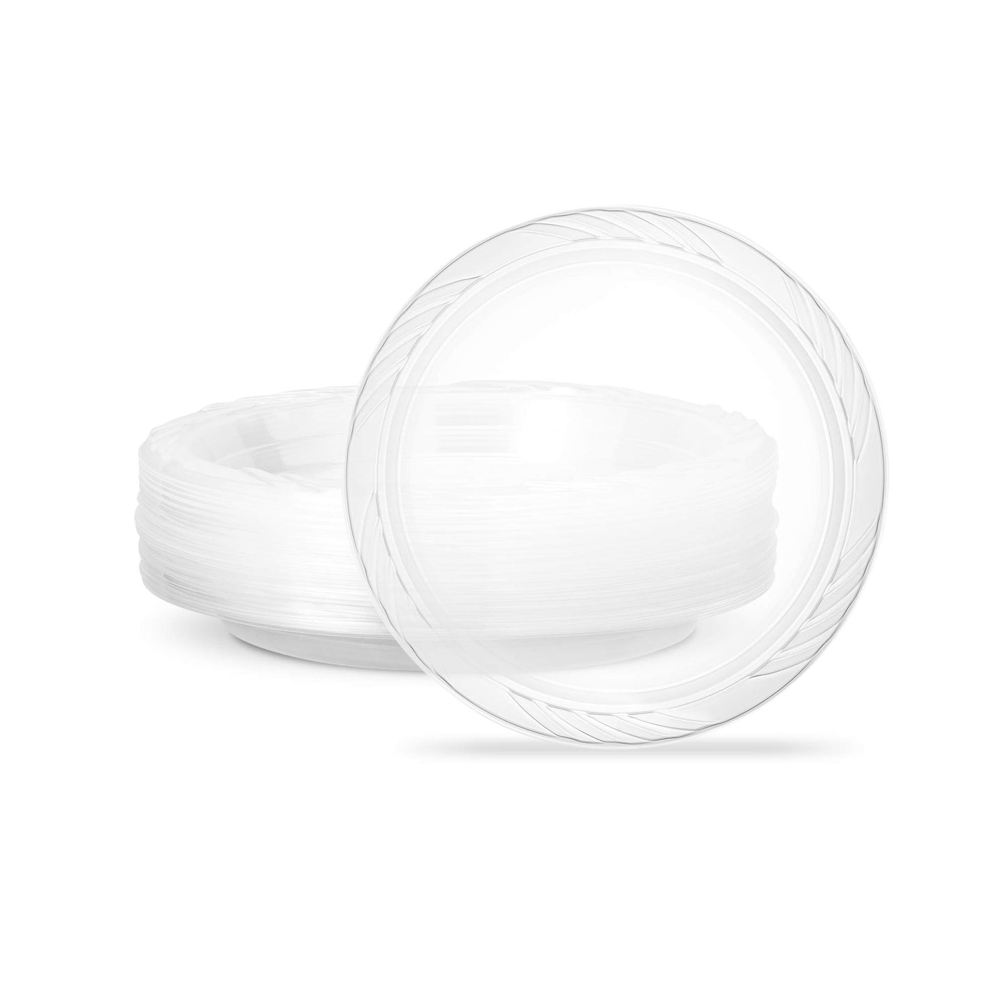 PLASTICPRO 7'' inch Premium Crystal Clear Disposable Plastic Party Plate Pack of 40