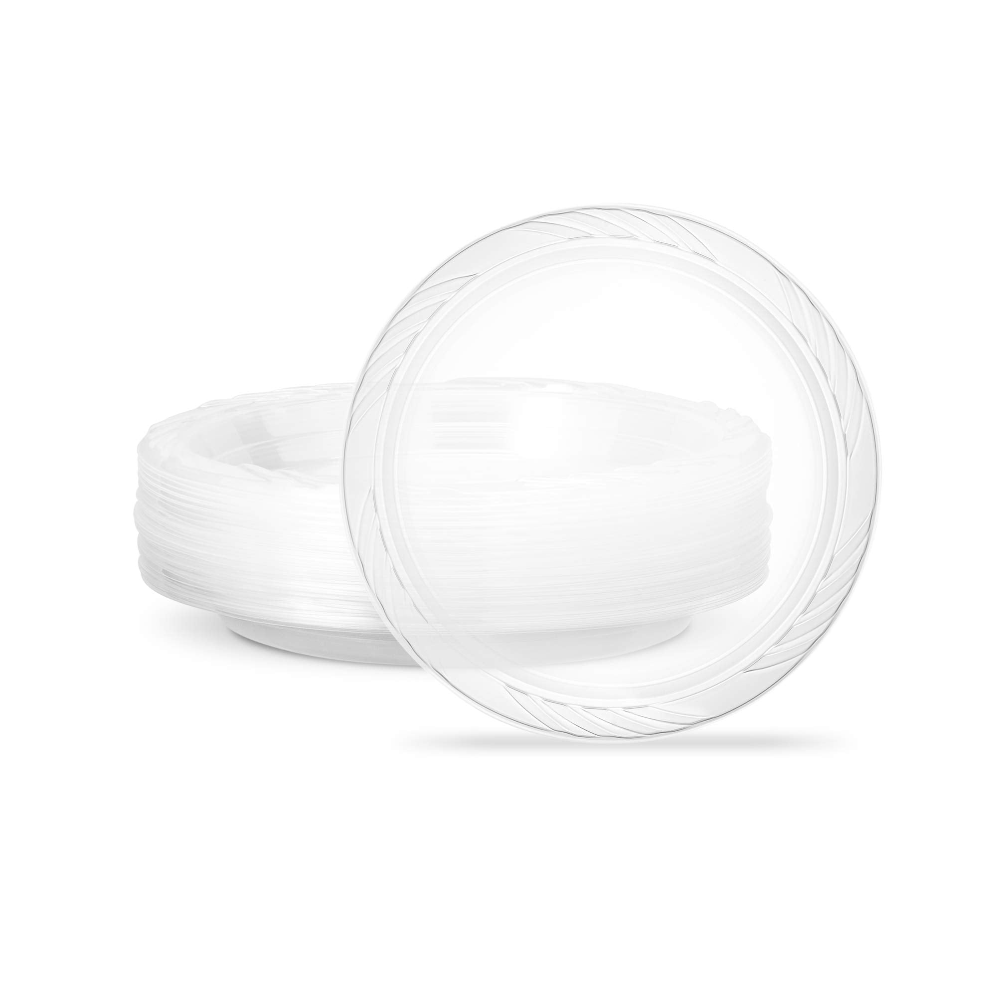 PLASTICPRO 7'' inch Premium Crystal Clear Disposable Plastic Party Plate Pack of 40