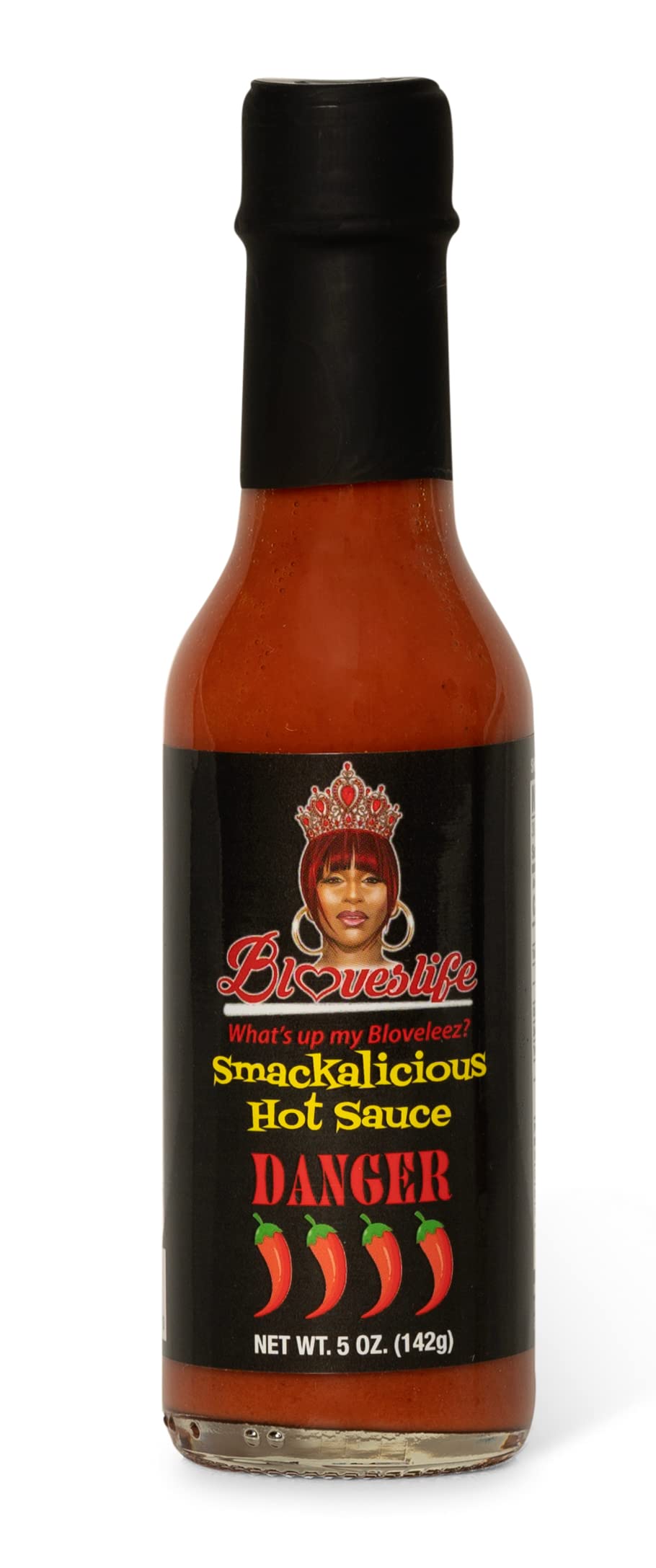 Bloveslife Smackalicious Danger Extreme Hot Sauce 5 Oz - Vegan Organic Vinegar-Flavored Sauce, Low-Sodium, Low-Fat, All-Natural Ghost Pepper Sauce