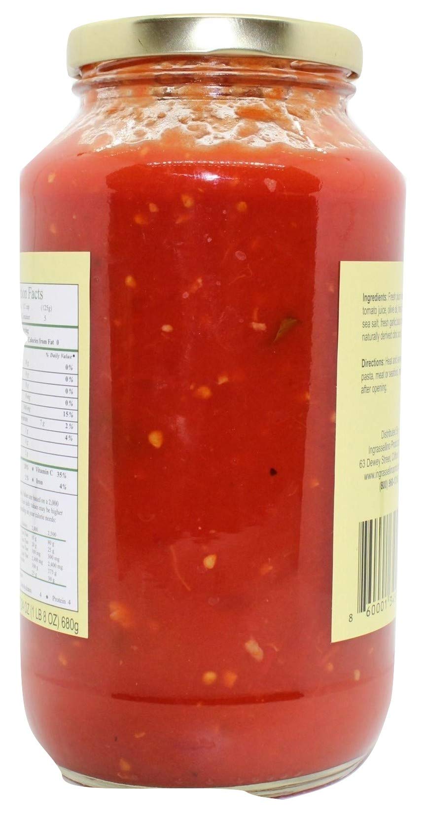 INGRASSELINO Marinara Sauce, CHEF MADE, All Natural Marinara Sauce, No Sugar Added, Gluten Free, Non-Gmo, Low Carb, (24oz.)