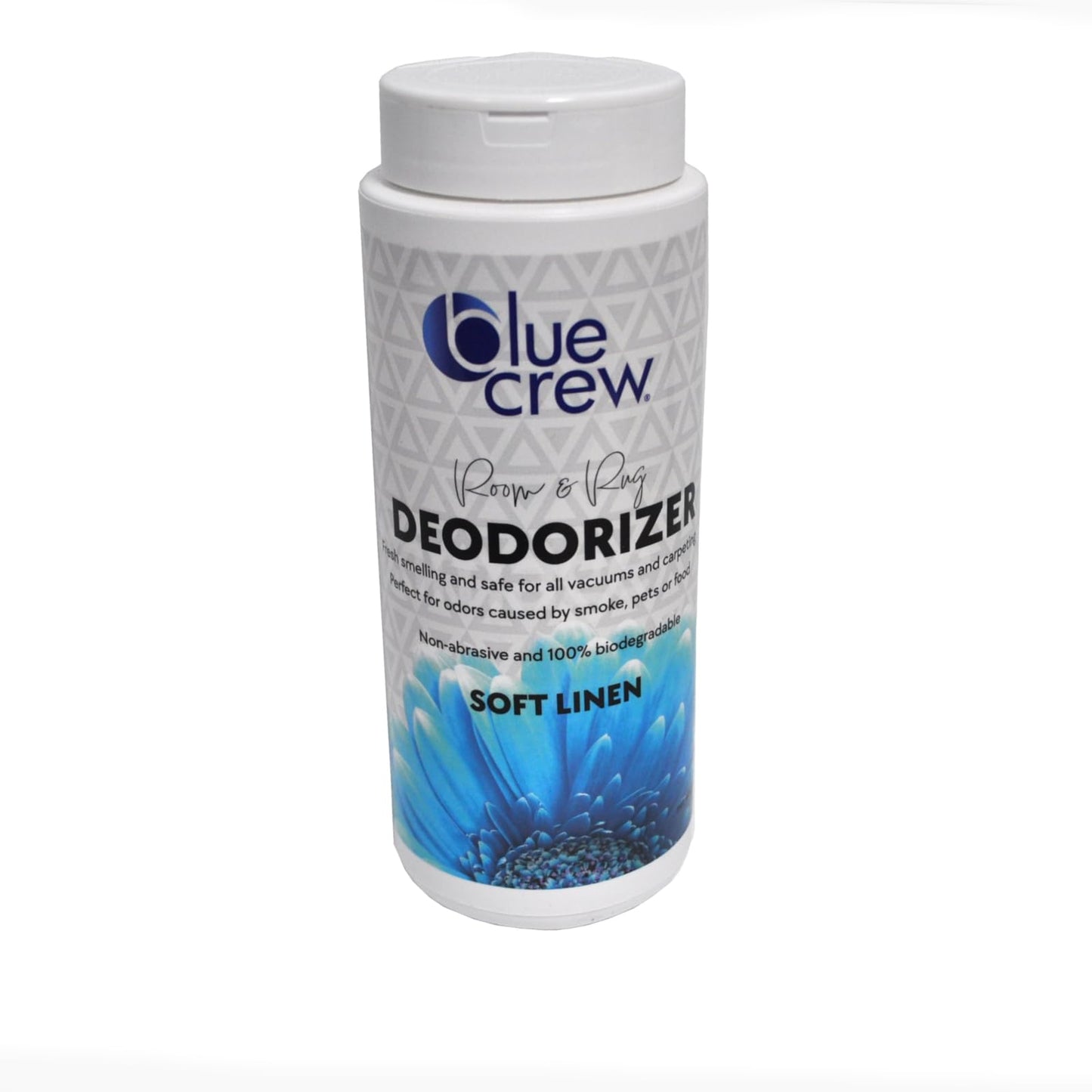 Blue Crew Powdered Carpet Room and Rug Deodorizer Soft Linen 14 oz. Safe for all vacuums and carpeting. Safe for Pets. Biodegradable