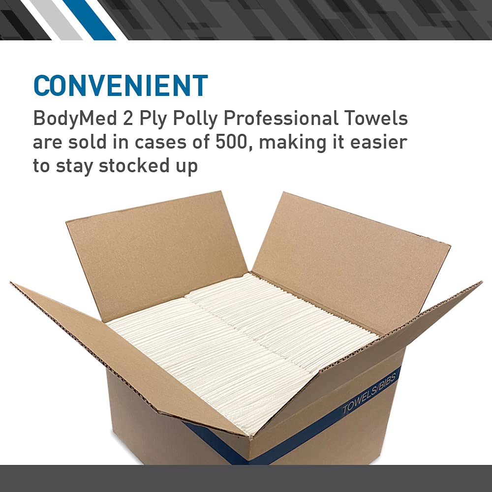 BodyMed 3 Ply Tissue/Poly Professional Towels - Disposable Paper Towels - 13-Inch x 18-Inch - Case of 500 - White