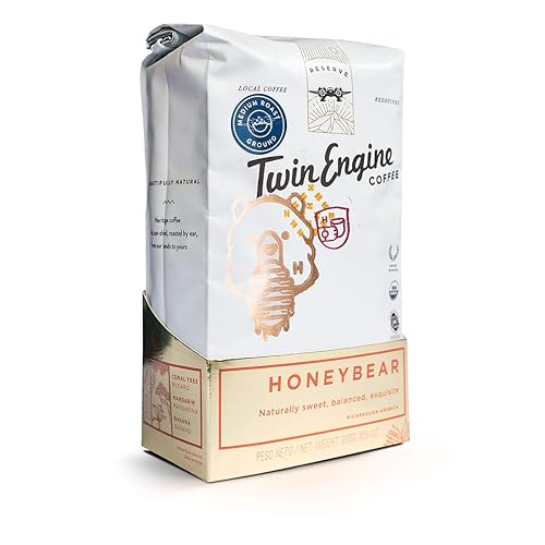 TWIN ENGINE COFFEE - HONEY-BEAR Reserve, Limited Edition, 100% Nicaraguan Arabica Coffee, Medium Roast, Ground, 10.6oz (300g) - Certified Organic