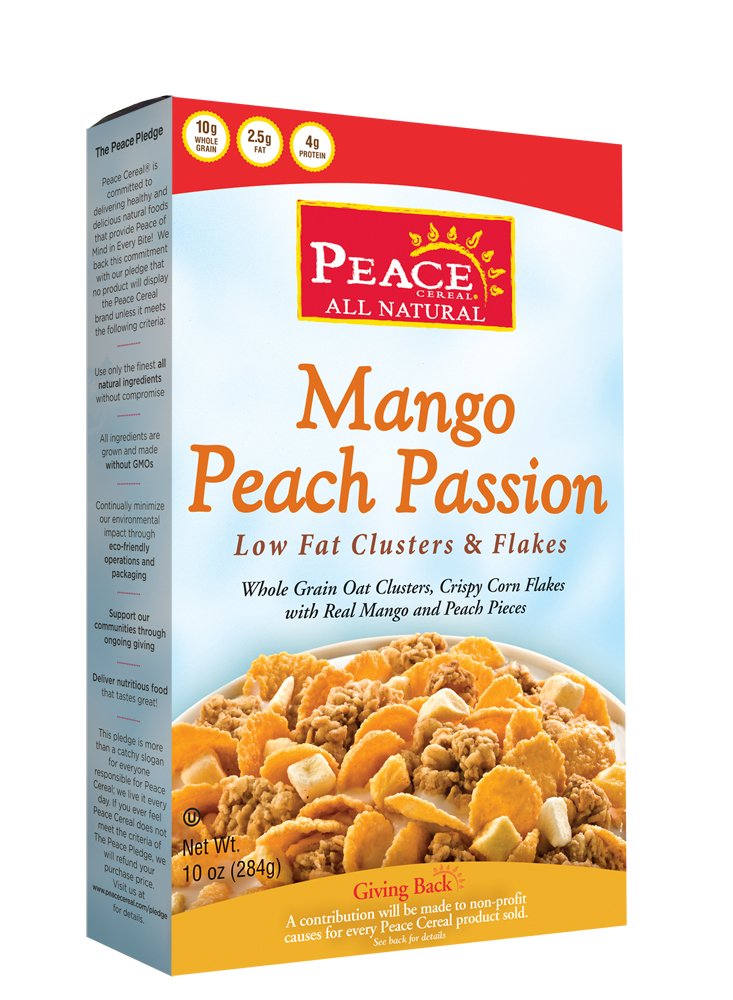 Peace Cereal Mango Peach Passion Low Fat Crisp, 10.5-Ounce Boxes (Pack of 6)