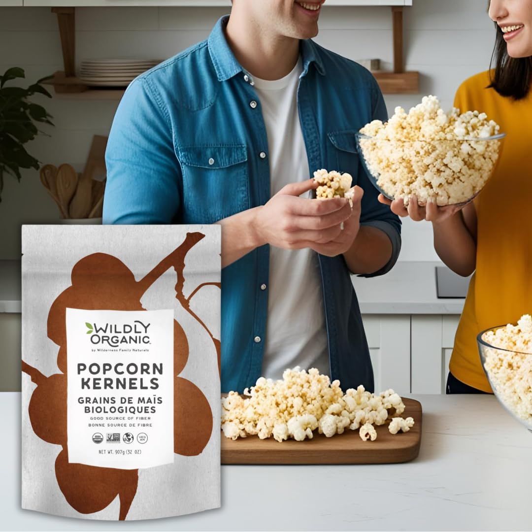 Wildly Organic Gourmet Popcorn Kernels Yellow 2 lb Bag - Organic, Non-GMO, Kosher, Vegan, Premium Homemade