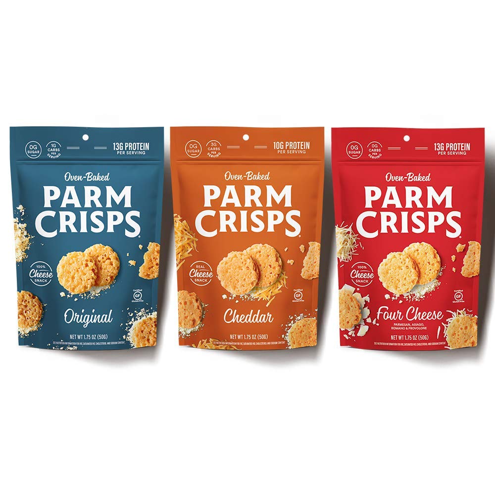 ParmCrisps Cheese Variety Pack, Made Simply with 100% REAL Cheese | Original Parmesan, Cheddar, Four Cheese | Healthy Keto Snacks, Low Carb, High