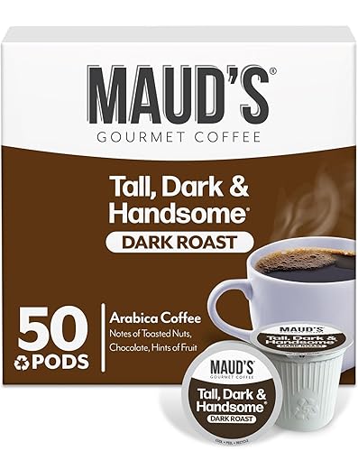 Maud's Dark Roast Coffee Pods, 50ct, Single Serve Pods - 100% Arabica Coffee, Compatible with Keurig K Cups Maker