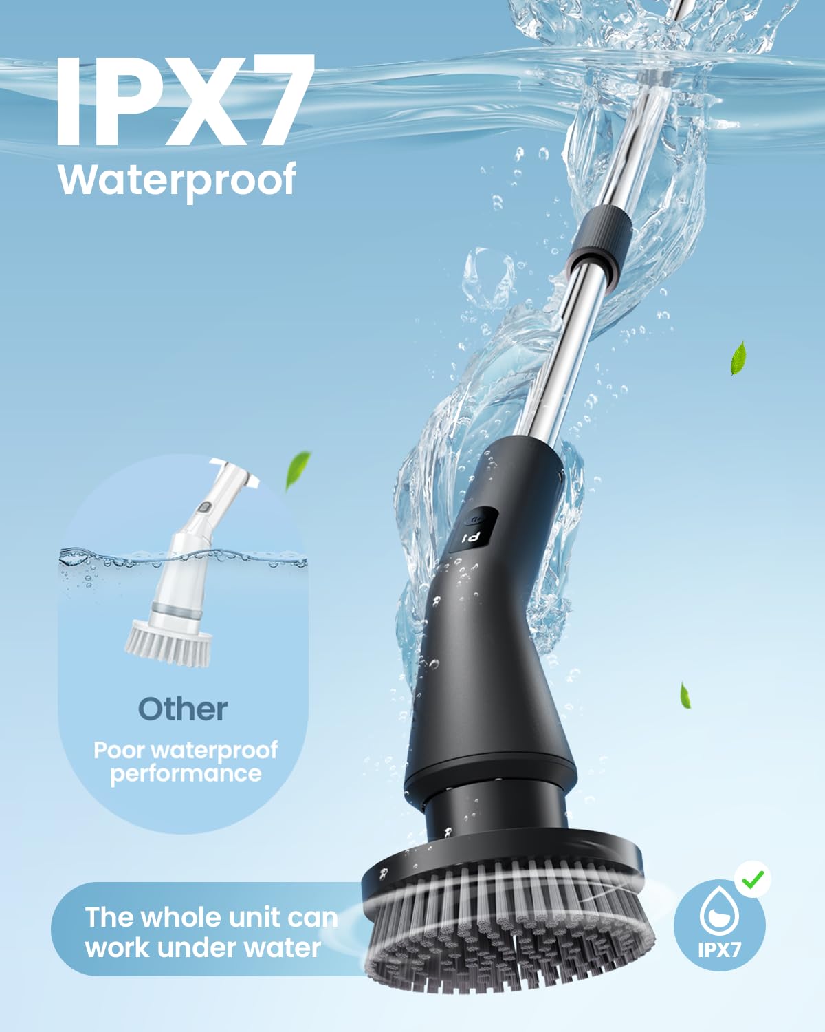 Leebein Electric Spin Scrubber, 2026 Upgraded Cordless Cleaning Brush Bathroom Scrubber, IPX7 Waterproof Electric Scrubber with 7 Brush Heads