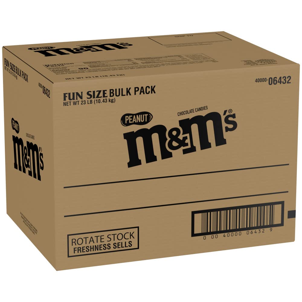 M&M'S Peanut Chocolate Candy Fun Size 23-Pound Bulk Package Box, 368 Ounce (Pack of 1)