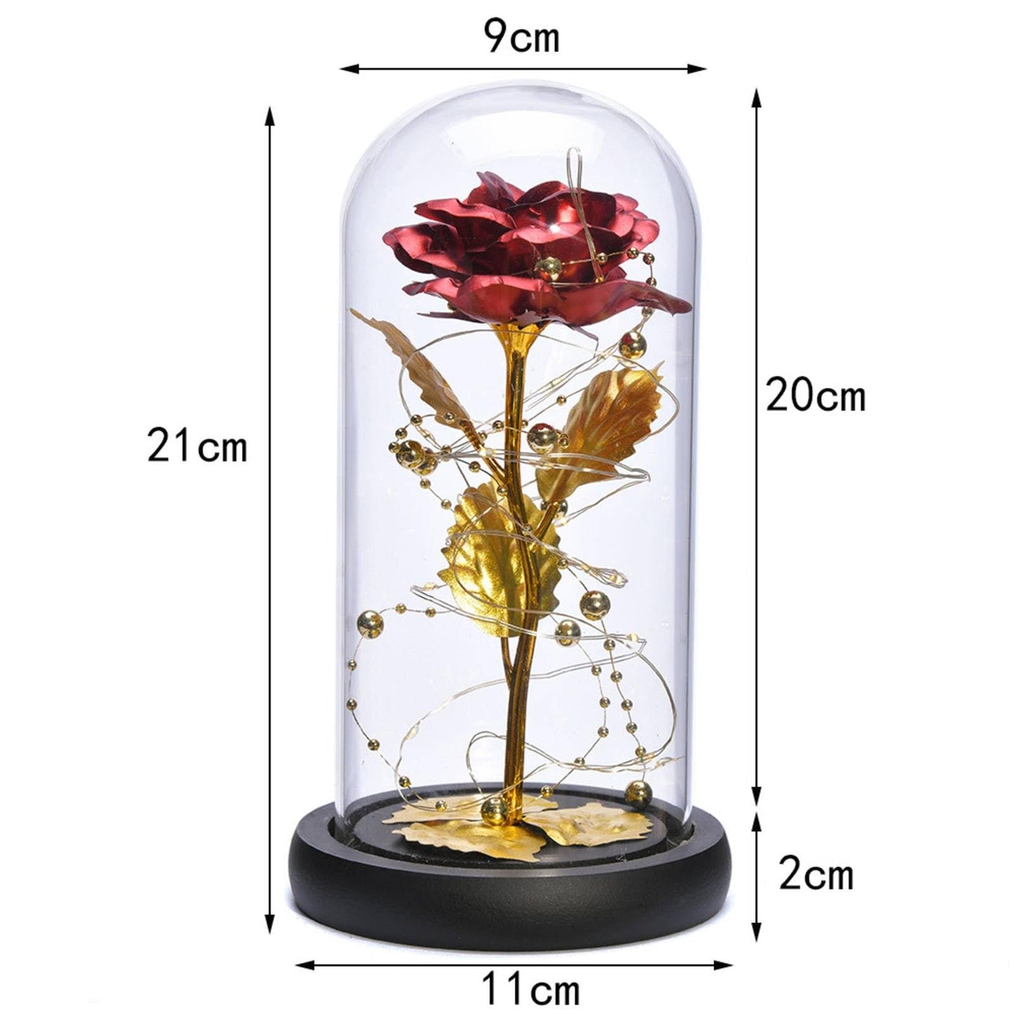 OPeque Fashion Simple Gold foil Flower Plastic Cover Creative Table Decoration Handmade Gift Rose Glass Cover