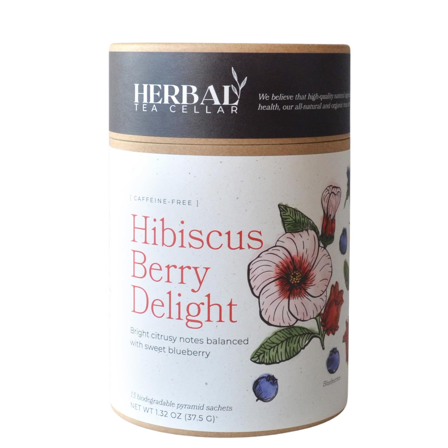 Herbal Tea Cellar Hibiscus Berry Delight - Premium Full-Leaf Organic Hibiscus & Blueberry Herbal Tea | Bright, Fruity & Rich in Antioxidants |