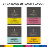 Taylors of Harrogate Assorted Specialty Fruit and Herbal Teas Sampler, Variety Gift Box, Individually Wrapped Bags, 20 Count (Pack of 1), Lemon