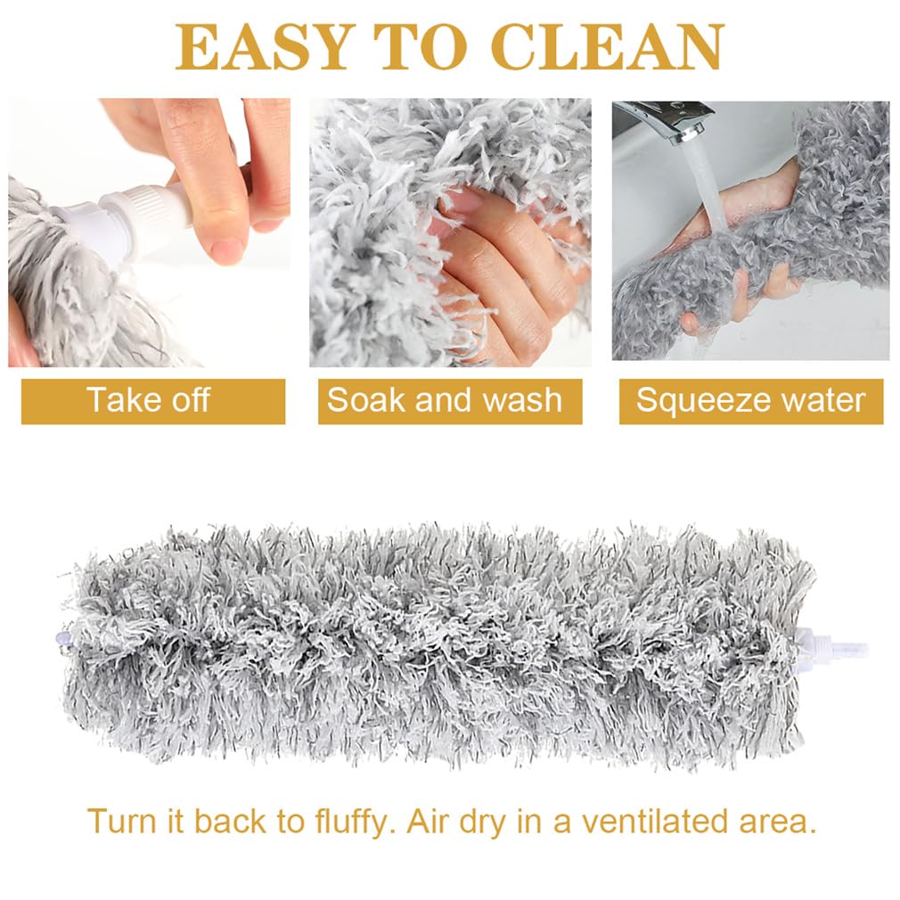 Feather Duster Extendable Microfiber Dusters Hand Dusters for Cleaning Washable Cobweb Dusters with Stainless Steel Extension Pole Telescopic Duster