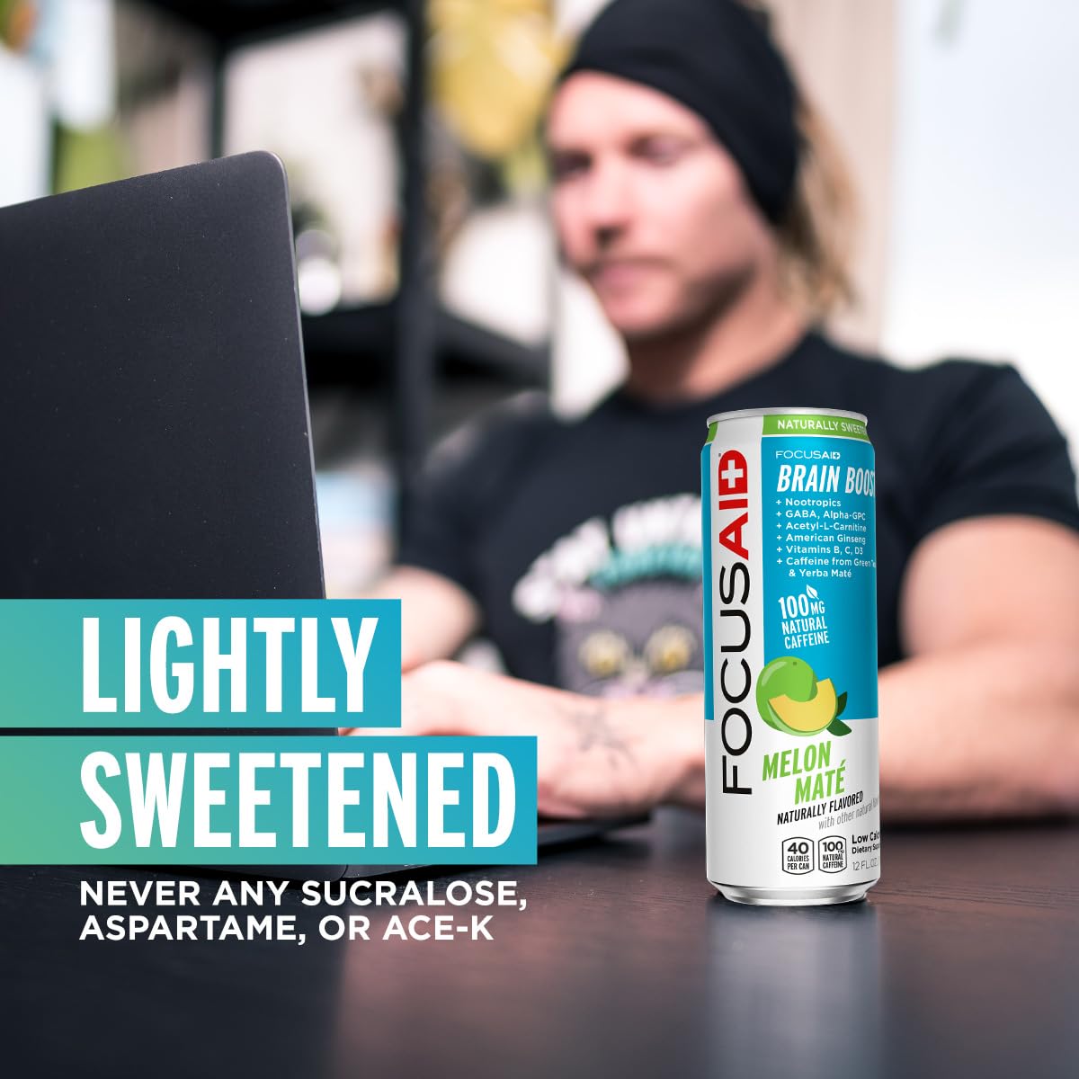 FOCUSAID Energy Blend, Brain Boosting Nootropics Drink, Alpha-GPC, GABA, B-Complex, Yerba Mate, Green Tea, 100% Clean, 100mg Natural Caffeine, 12-oz