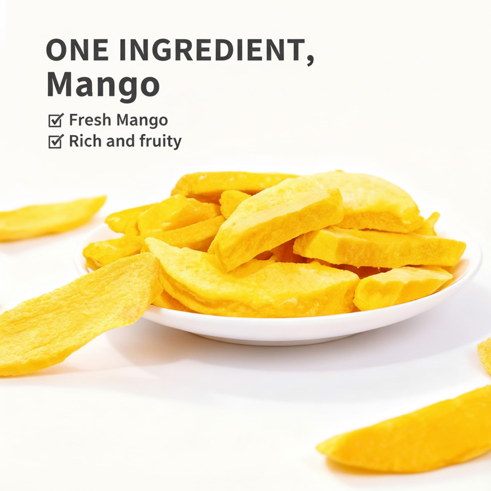 Freeze Dried Mangoe Chunks No Sugar Added 7.05OZ,Freeze Dried Fruit, Dried Mangoes, Fruit Snacks, Ideal for Infusing Drinks, Baked Goods,Travel