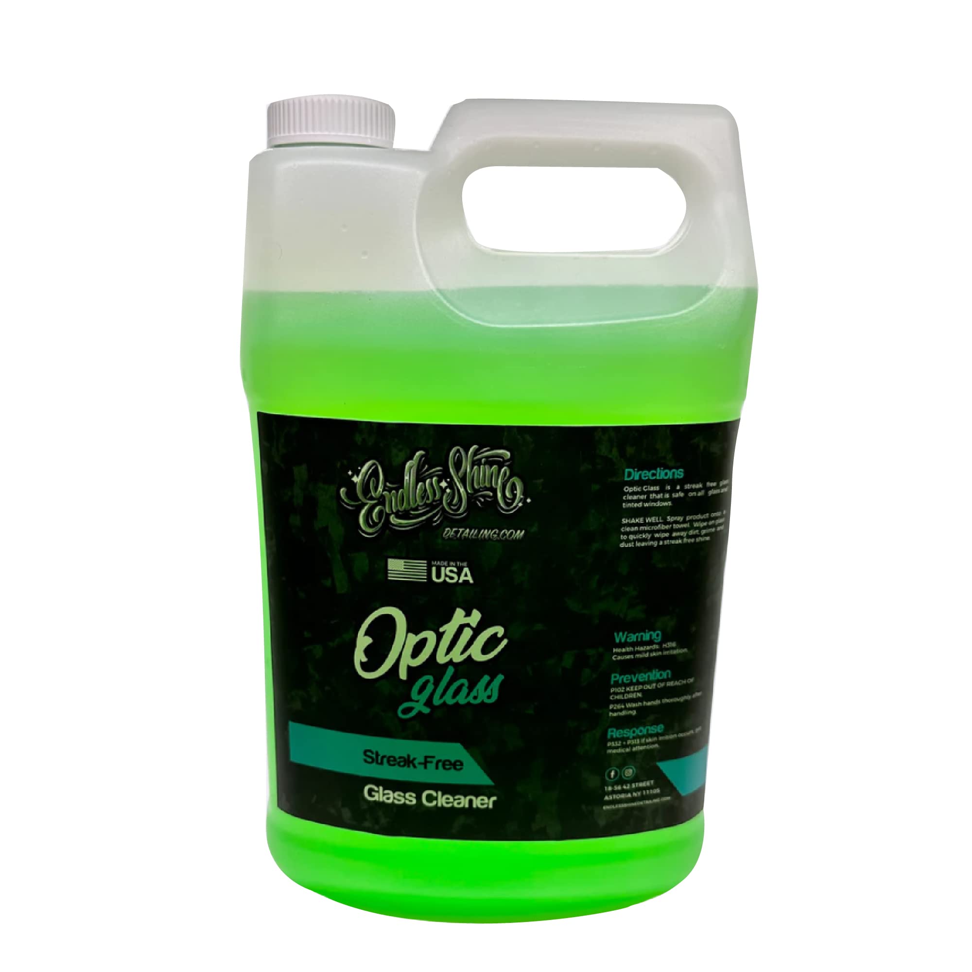 Endless Shine Detailing Optic Glass Streak Free Glass Cleaner - Safe for All Glass and Tinted Windows (1 Gallon)