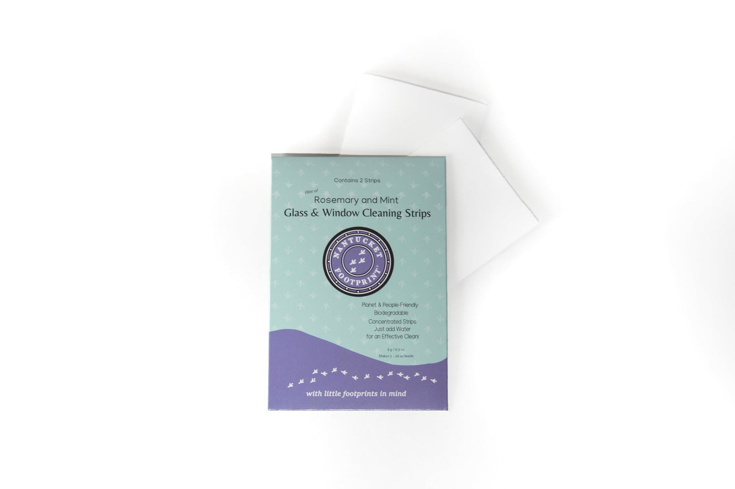 Nantucket Footprint Glass & Window Cleaning Spray - 16 oz - Just-Add-Water - 2 Concentrated Cleaning Strips + 16 oz Reusable Glass Spray Bottle