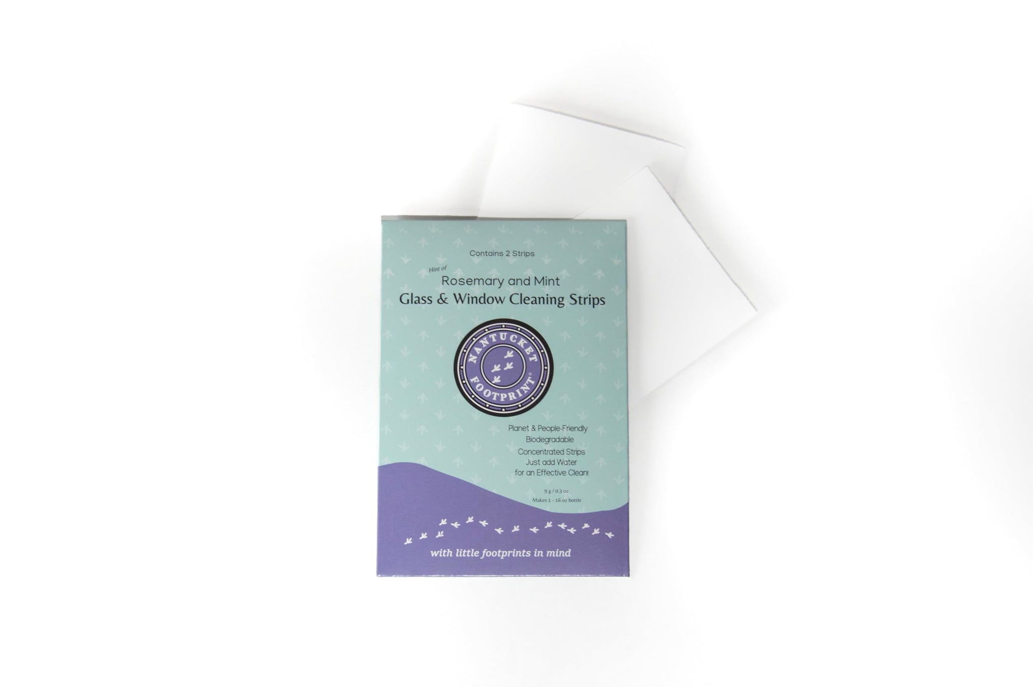Nantucket Footprint Glass & Window Cleaning Spray - 16 oz - Just-Add-Water - 2 Concentrated Cleaning Strips + 16 oz Reusable Glass Spray Bottle