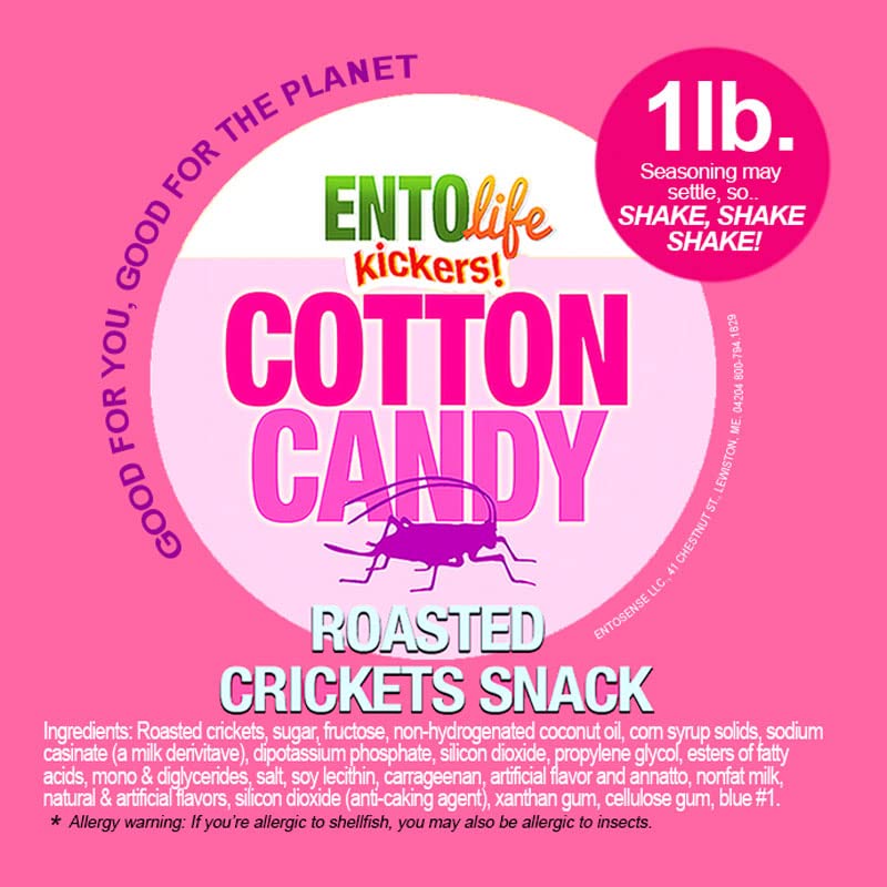 Cotton Candy Flavored Edible Crickets - Pound Size - Pound Size - Crickets you can eat - Farm raised for human consumption, 16 Ounce