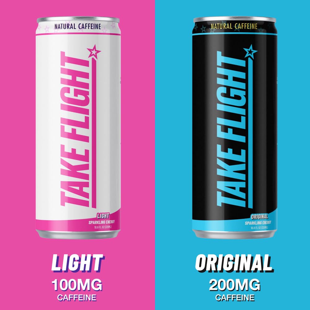 TAKE FLIGHT ENERGY, Natural Juices, Guarana, Focus & Hydration (ORIGINAL 200MG CAFFEINE, SINGLE CAN)