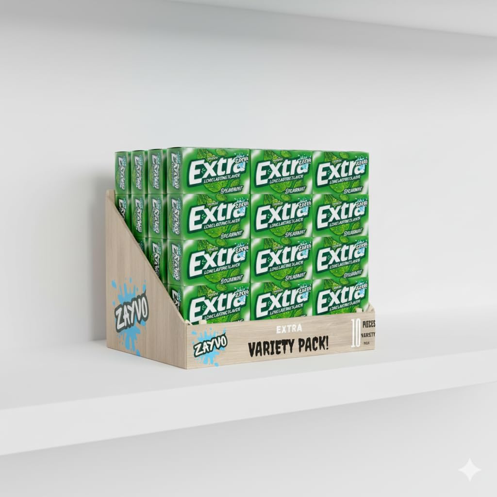 Extr-a Spearmint Sugar Free Chewing Gum, Bulk Pack, 15 Pieces per Pack, 10 Count