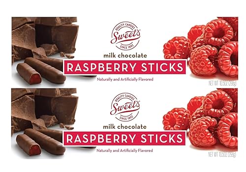 Sweet's Candy Milk Chocolate Raspberry Stick (2) and Happy Holidays Card (1) Bundle