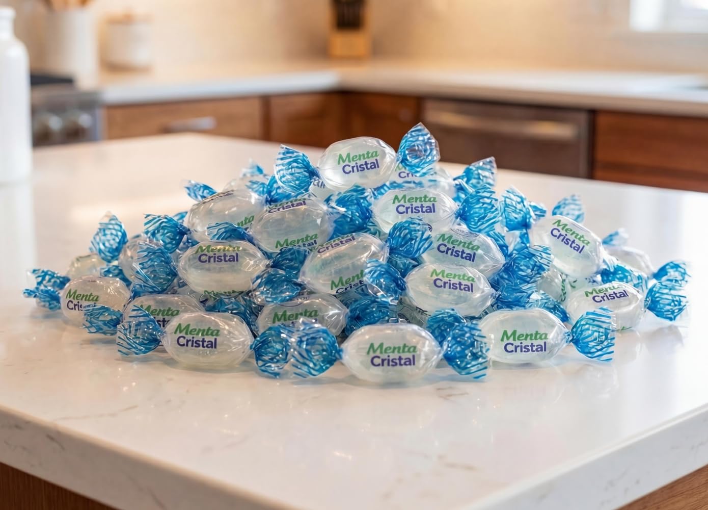 Crystal Mint Hard Candy - 1 lb of Fresh Delicious Individually Wrapped Light Refreshing Blue Minty Candy