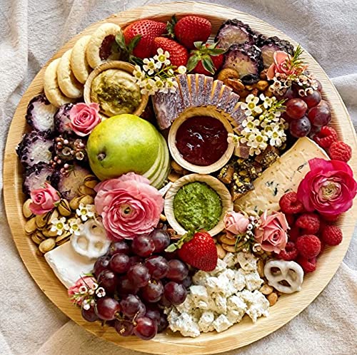 Charity Leaf Disposable Palm Leaf 14" Round Trays (10 pieces) Bamboo Like Serving Platters, Disposable Boards, Eco-Friendly Dinnerware For Weddings