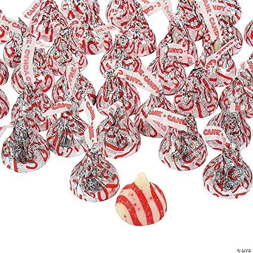 Candy Cane Kisses Christmas Edition 2 LBS - Individually Wrapped Candies - Bulk Candy By Queen Jax