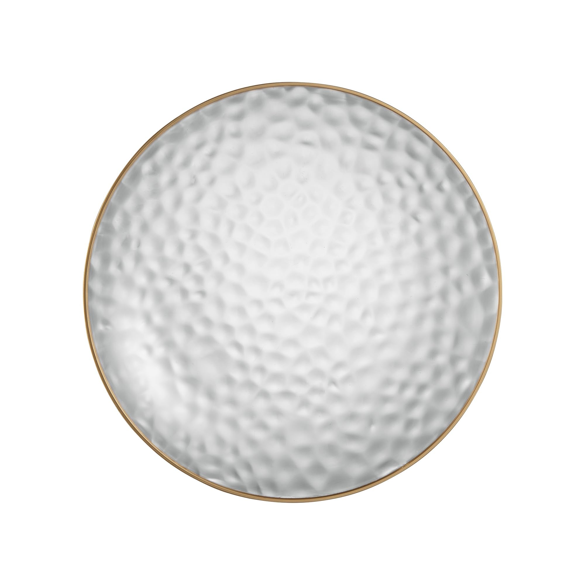 PLASTICPRO 30 Pack Hammered Plastic Plates Heavyweight Disposable Plastic Plates Elegant Clear Hammered Rim Platsic Party Dishes (Hamered Clear