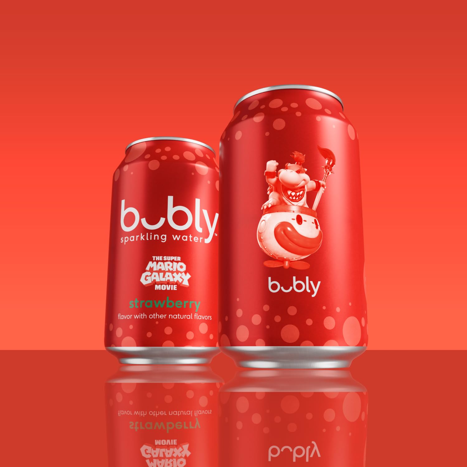 bubly Sparkling Water, The Super Mario Galaxy Movie Strawberry, Zero Sugar & Zero Calories, 12 Fl Oz Cans (Pack of 8), Packaging May Vary