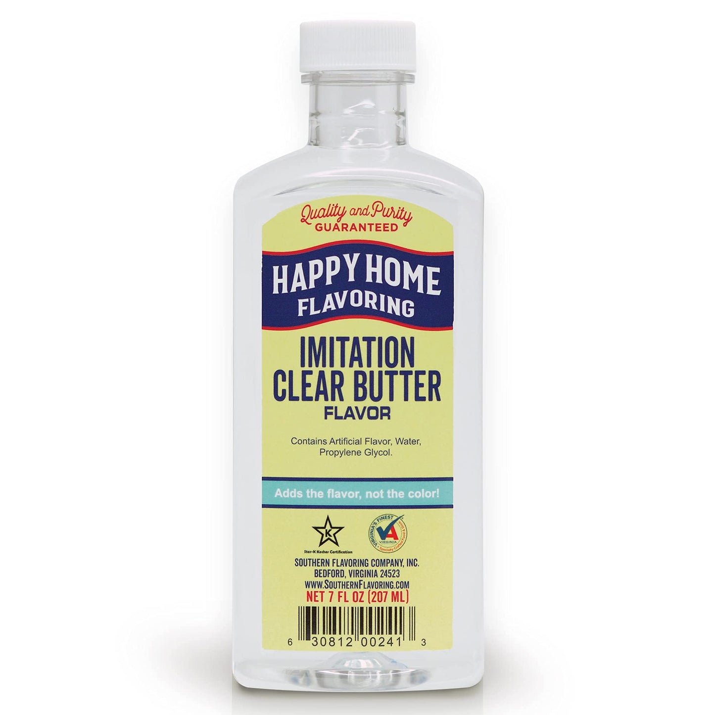 Happy Home Imitation Clear Butter Flavoring, Non-Alcoholic, Certified Kosher, 7 oz.
