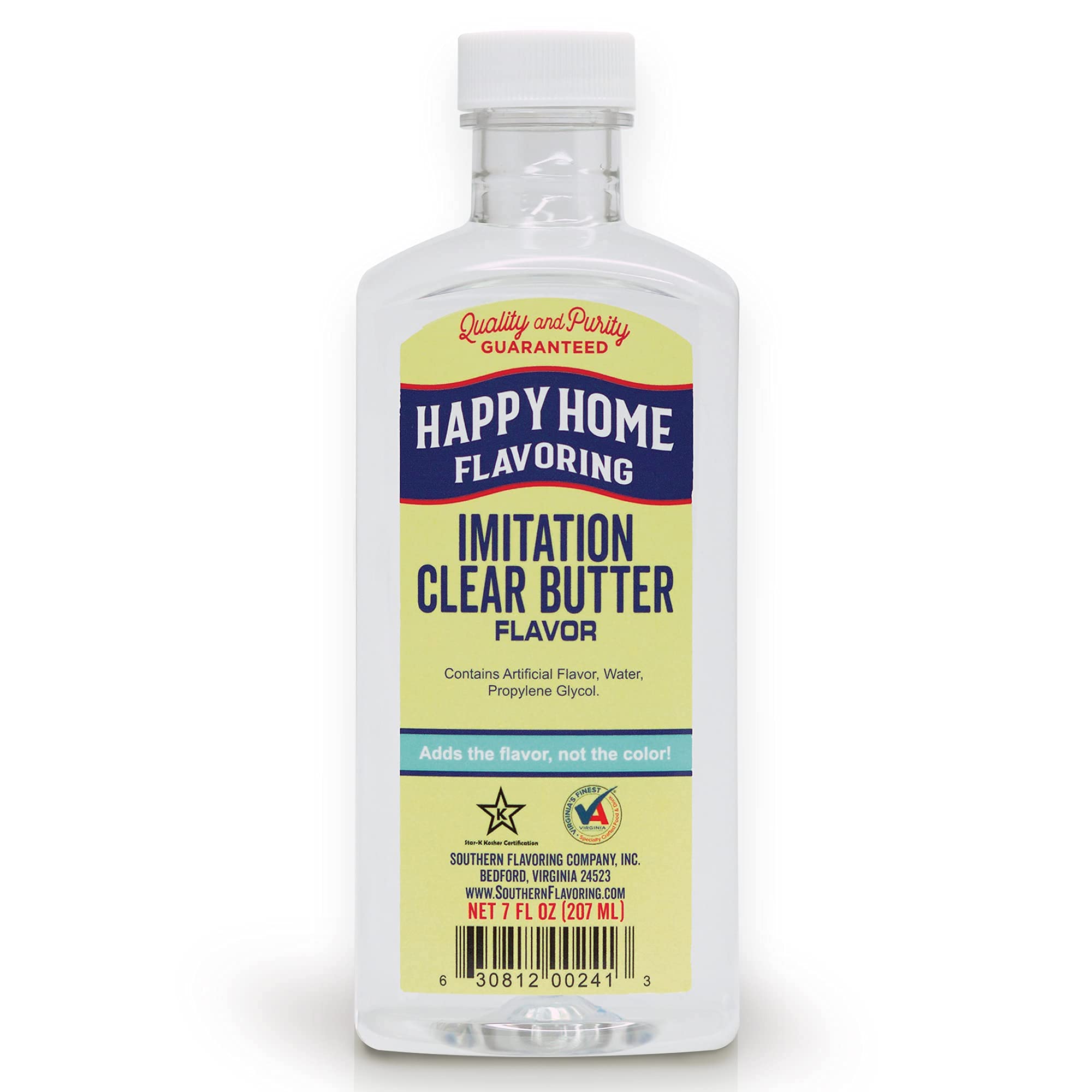 Happy Home Imitation Clear Butter Flavoring, Non-Alcoholic, Certified Kosher, 7 oz.
