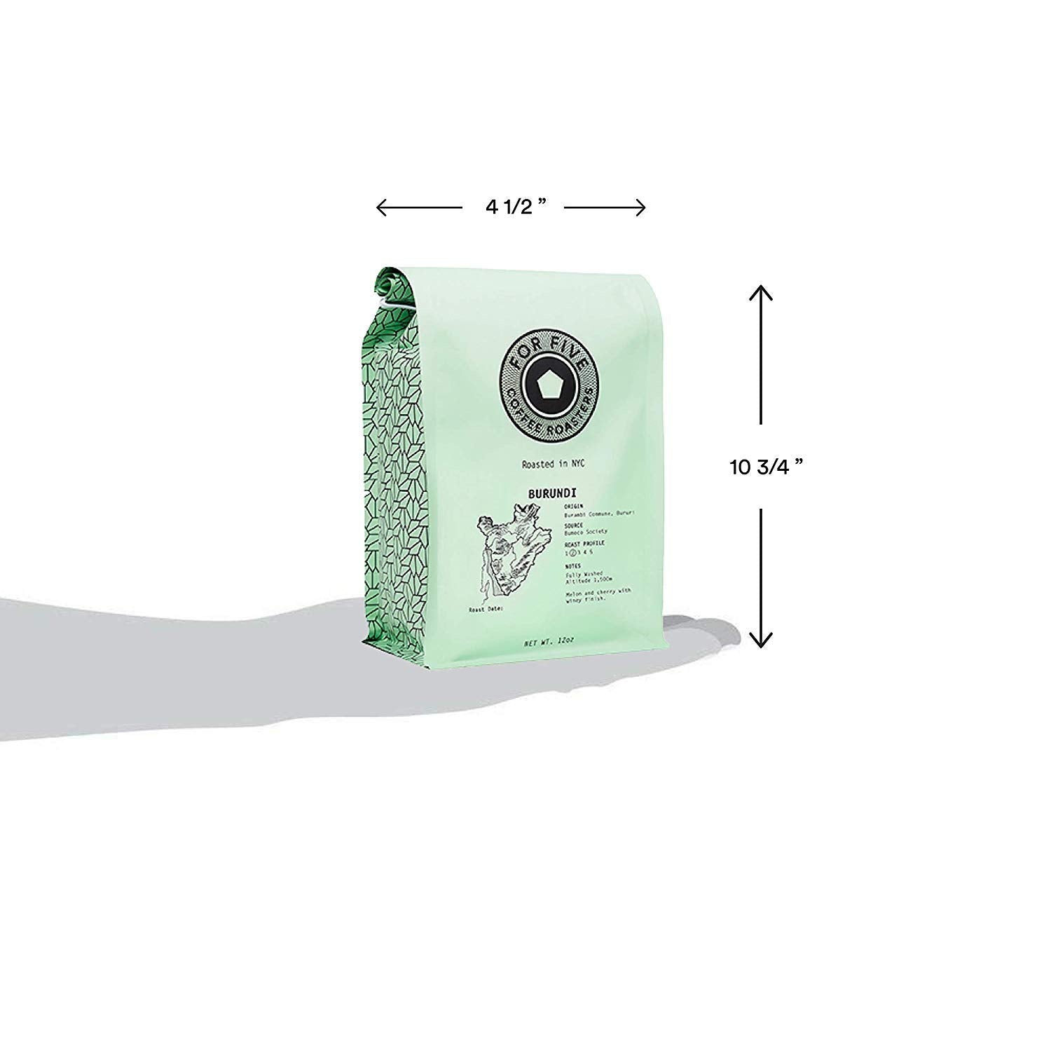 For Five Coffee Roasters - Roasted In NYC - Burundi Light Roast (Origin: Burambi Commune, Bururi), Ground 12 oz