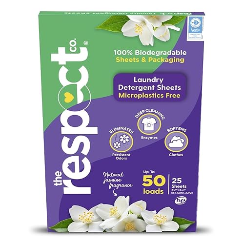 The Respect Co. Travel Laundry Detergent Sheets - Enzyme-Based Dissolvable Washing Machine Sheets - Phosphate & Plastic Free Laundry Detergent - Up