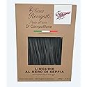 Linguine with Ink of Squid (Pack of 4) - Italian Linguine Al Nero Di Seppia Pasta From the Region of Di Campofilone- Imported Italian Egg Pasta- 8.8