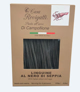 Linguine with Ink of Squid (Pack of 4) - Italian Linguine Al Nero Di Seppia Pasta From the Region of Di Campofilone- Imported Italian Egg Pasta- 8.8
