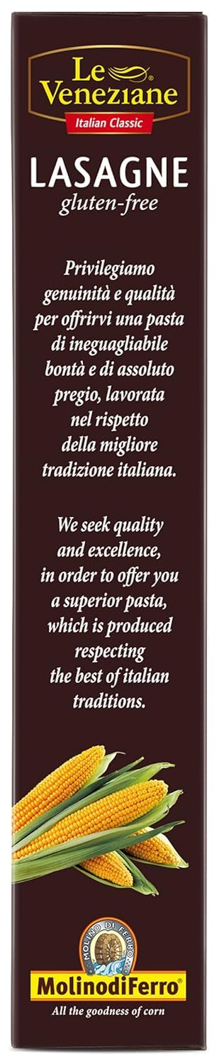 Lasagna Pasta Gluten Free 250g | Authentic Italian Pasta Sheets for Baking | Premium Quality Corn & Rice Blend | Non-GMO | Made in Italy [Pack of 2]
