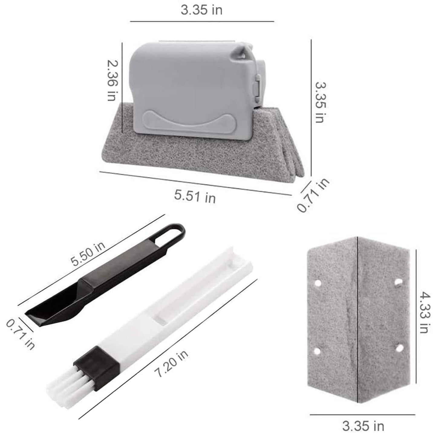 Magic Window Track Cleaner Tool Set - 3 Groove Gap Cleaning Brush + 2 Window Slot Clean Brush with Dustpan + 3 Replacement Cloth