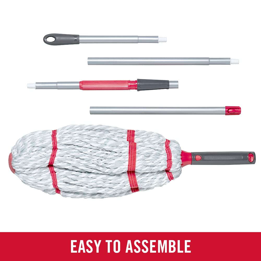 Rubbermaid Microfiber Twist Mop Kit with 2 Refills Kit Machine Washable Built-in Wringer Lightweight Safe for All Floor Types Deep Cleaning