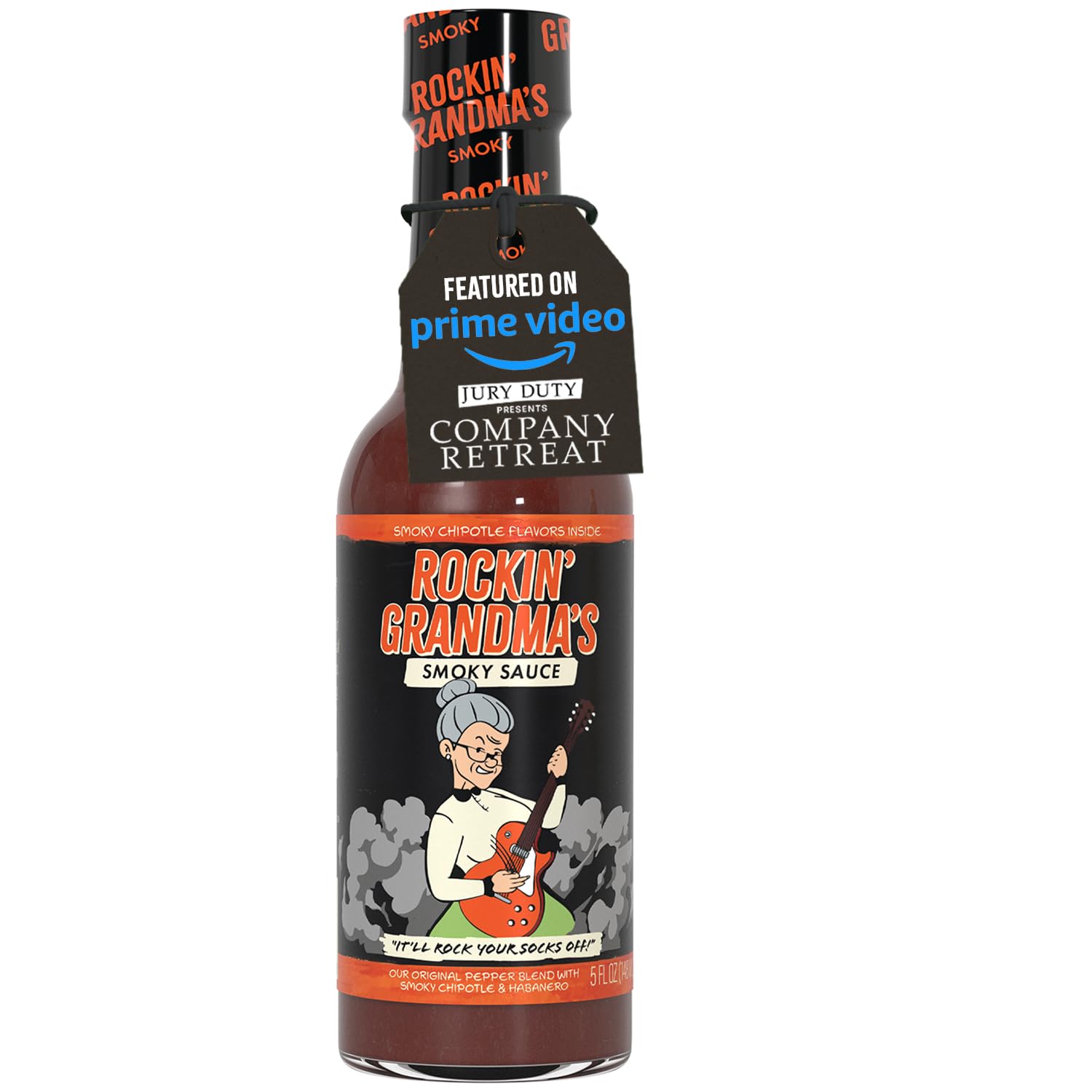 Rockin’ Grandma’s Smoky Sauce by Dave’s Gourmet - 5 fl oz Bottle - Featured on Prime Video’s Jury Duty: Company Retreat - Zero Calorie Bold Smoky Hot