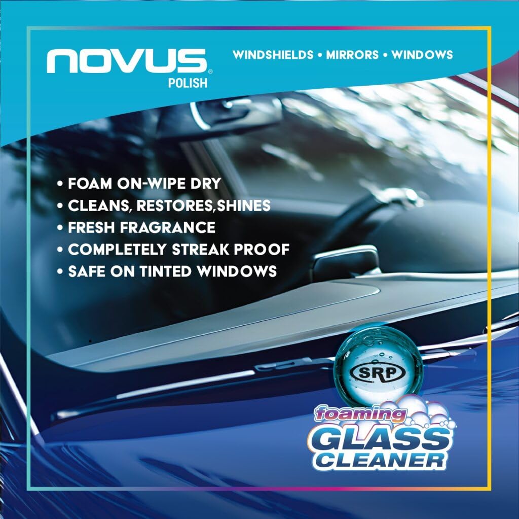 NOVUS 1802 | Glass Cleaner Spray | Powerful Foaming Glass Cleaner, Streak-Free Shine for Home and Auto | Safe for All Glass Surfaces - 19 Ounces (1