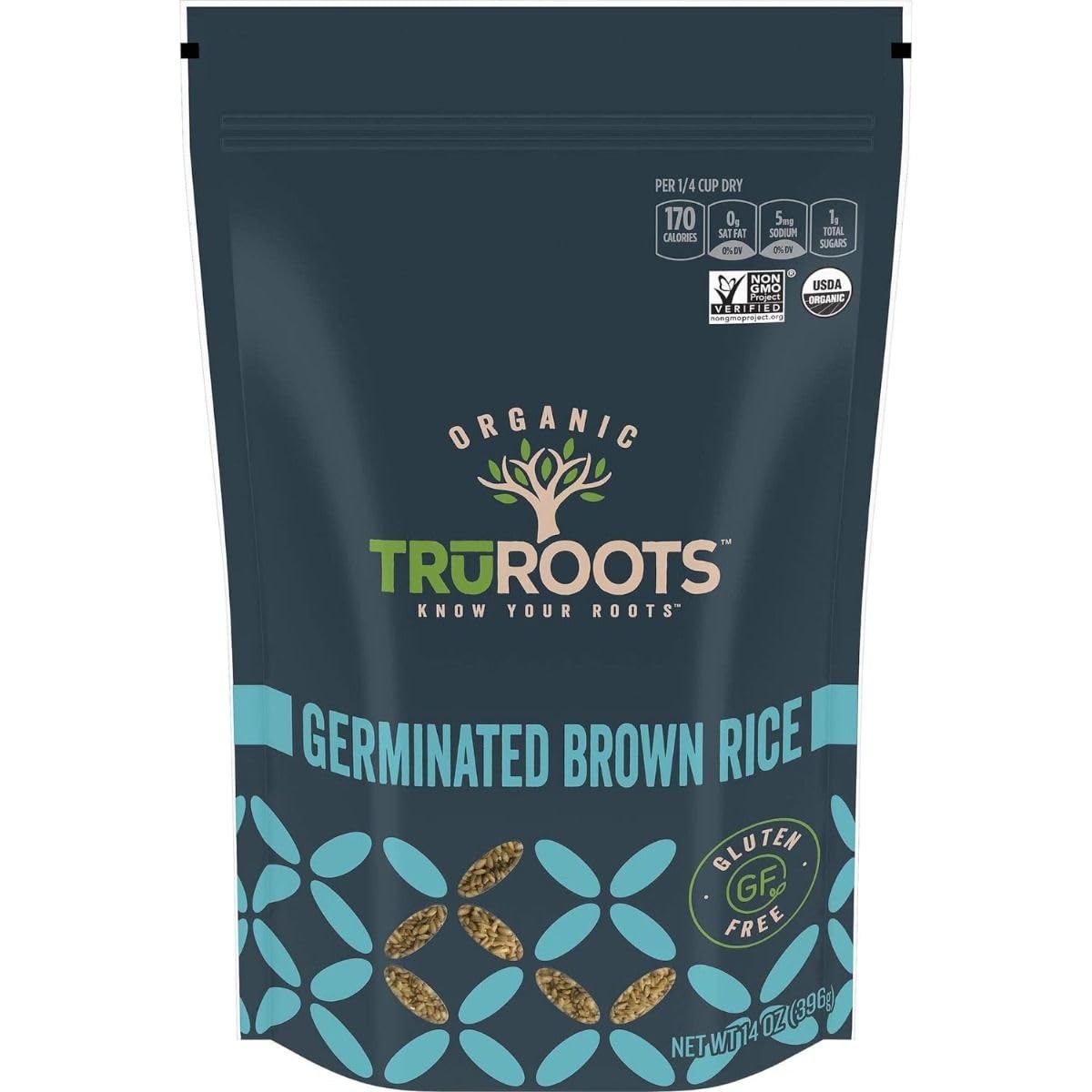 Truroots Organic Germinated Brown Rice, 14 Ounce (Pack of 3)