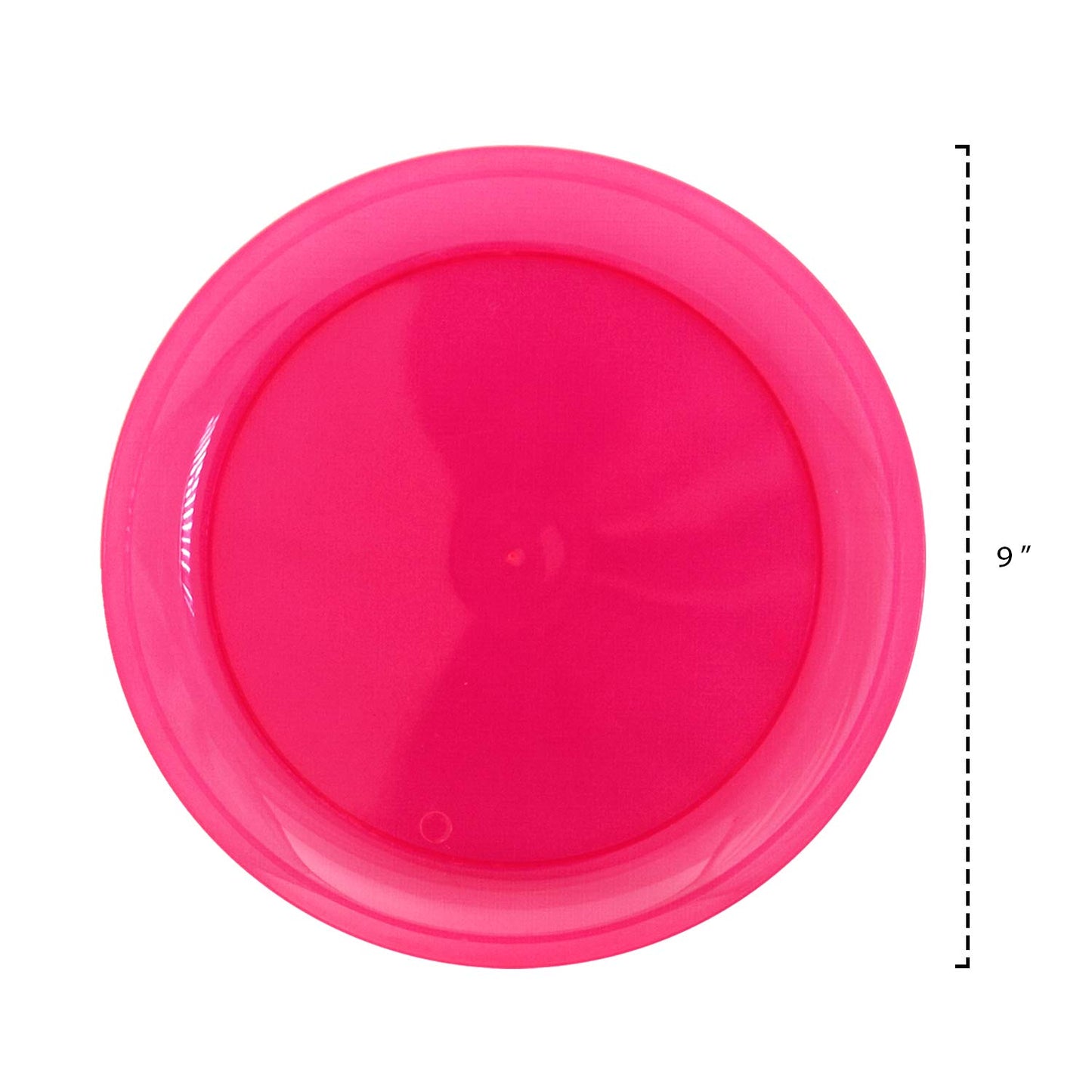 Party Essentials Plastic Plates, 9 inches, Neon Pink