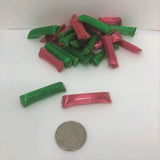 Old Fashion Chocolate Straws Red and Green 1 pound chocolate filled straws