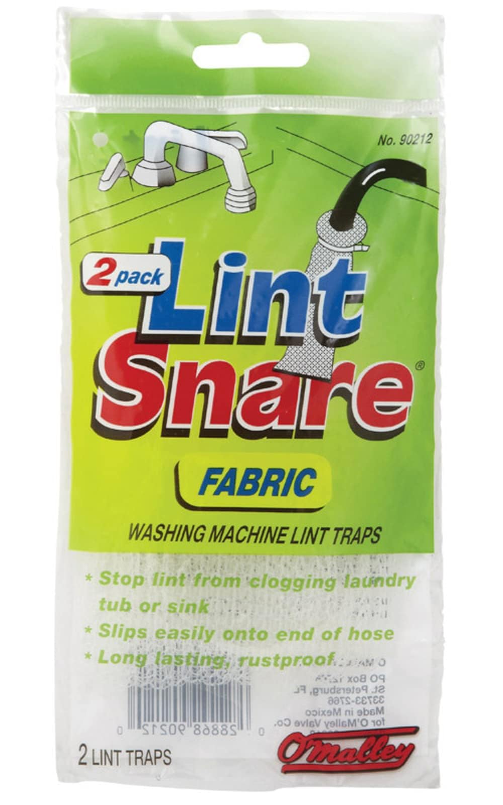 O'Malley Lot of 12 Lint Snare Fabric Washing Machine Traps with Ties Clamps (6 Packs of 2)